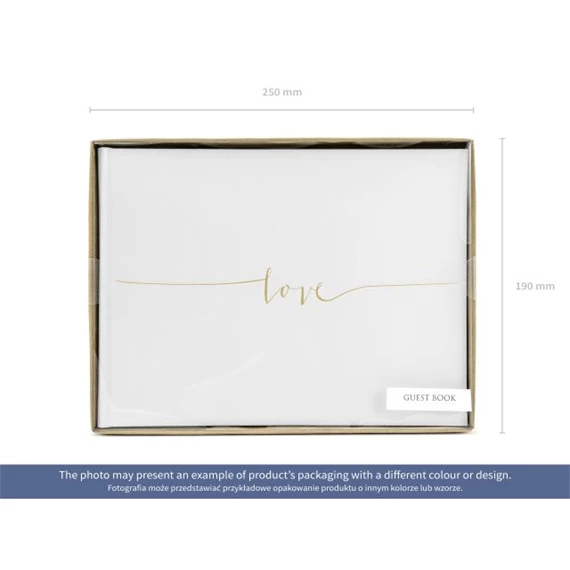 Vendégkönyv papír 24x18,5cm fehér,arany