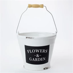 Vödör "FLOWER&GARDEN" felirattal 16x15x15 cm